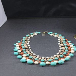 Banana Republic Necklace Multi Layer Teal Peach White Beads